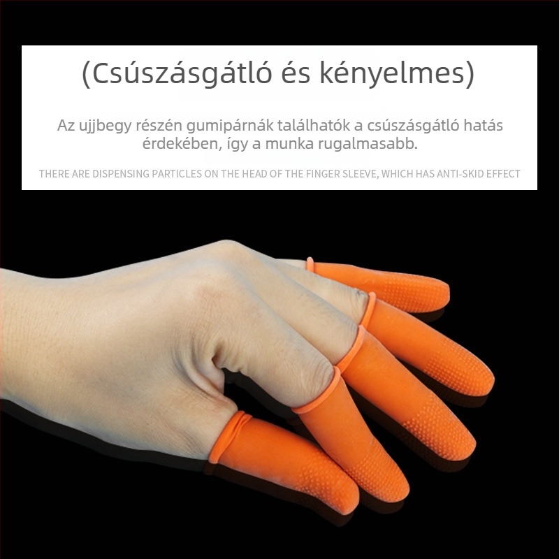 Narancssárga egyszer használatos latex ujjvédők, csúszásmentes, kopásálló, védő