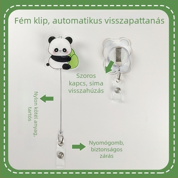 Visszahúzható akril badge-clip könnyen húzható gombbal; orvosok és ápolók számára; logónyomtatás elérhető; teherbírás 0,1 kg