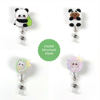 Visszahúzható akril badge-clip könnyen húzható gombbal; orvosok és ápolók számára; logónyomtatás elérhető; teherbírás 0,1 kg