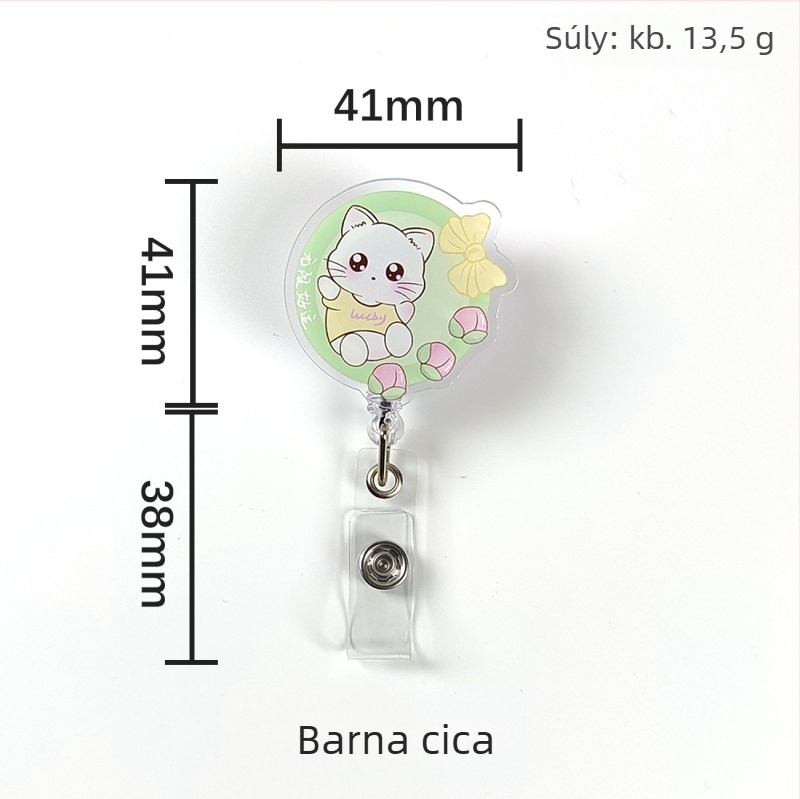 Visszahúzható akril badge-clip könnyen húzható gombbal; orvosok és ápolók számára; logónyomtatás elérhető; teherbírás 0,1 kg