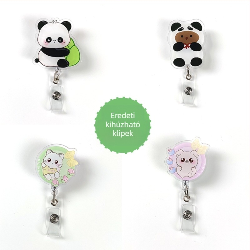 Visszahúzható akril badge-clip könnyen húzható gombbal; orvosok és ápolók számára; logónyomtatás elérhető; teherbírás 0,1 kg