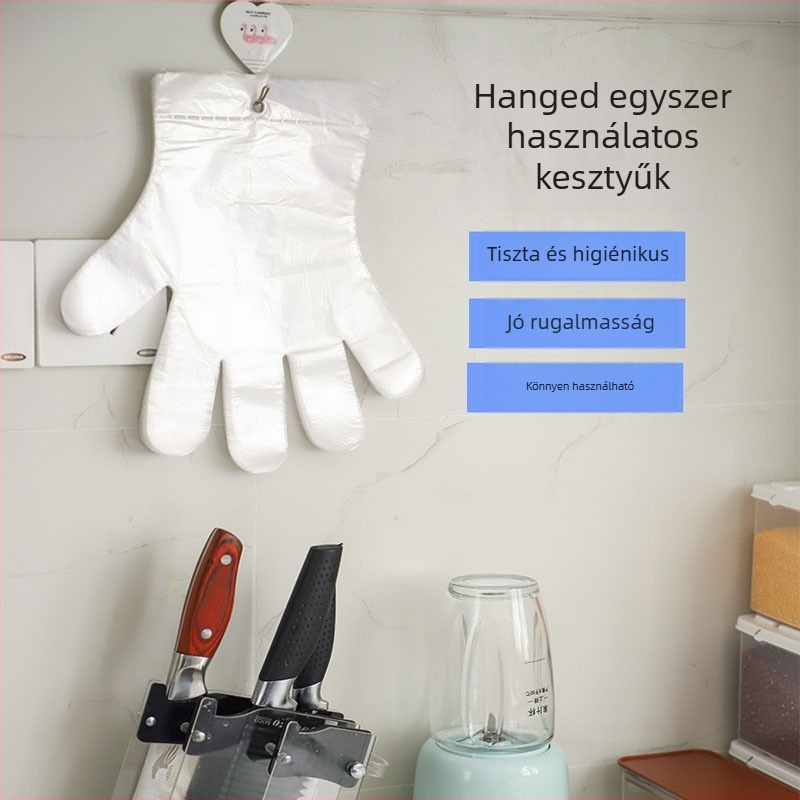 Egyszerhasználatos polietilén kesztyűk, antifouling, átlátszó, vastagság 0.7-0.8