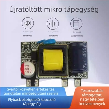 Pinvo AC-DC izolált tápmodul, alacsony ripple-rel, bemenet 220V, kimenetek 3.7V/4.2V/5V/9V/12V/15V/24V