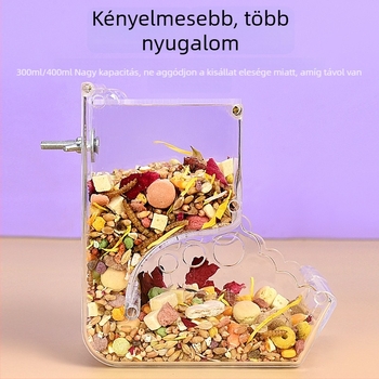 Akril hörcsög etető és ételtál, automata etetés, nagy kapacitás, kisállat felszerelések