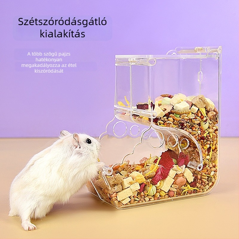 Akril hörcsög etető és ételtál, automata etetés, nagy kapacitás, kisállat felszerelések