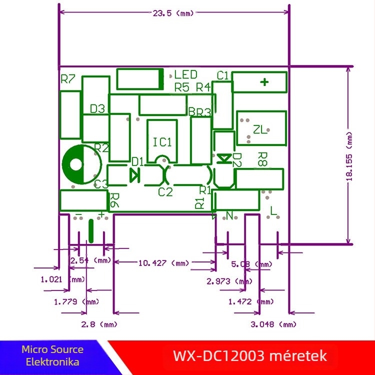Izolált tápegység modul 220V-ról 5V-ra, 700 mA, kapcsoló típusú, bemenet 220V/110V