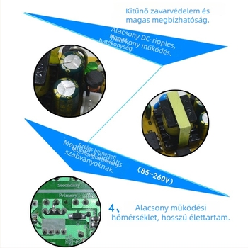 Szigetelt kapcsolóüzemű tápegység modul (bare-board) – 24W, bemenet 220V AC, kimenet 12V