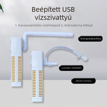 USB-akváriumi szűrő, 3 az 1-ben keringető rendszer filtráláshoz és oxigénhez, beépített, ABS, súly 80 g
