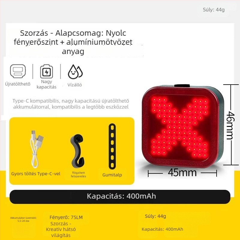 Mountain bike hátsó lámpa, alumínium ötvözet, kreatív design, éjszakai kerékpározás figyelmeztető fény, Span speed/kuasu