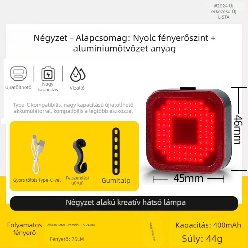 Mountain bike hátsó lámpa, alumínium ötvözet, kreatív design, éjszakai kerékpározás figyelmeztető fény, Span speed/kuasu