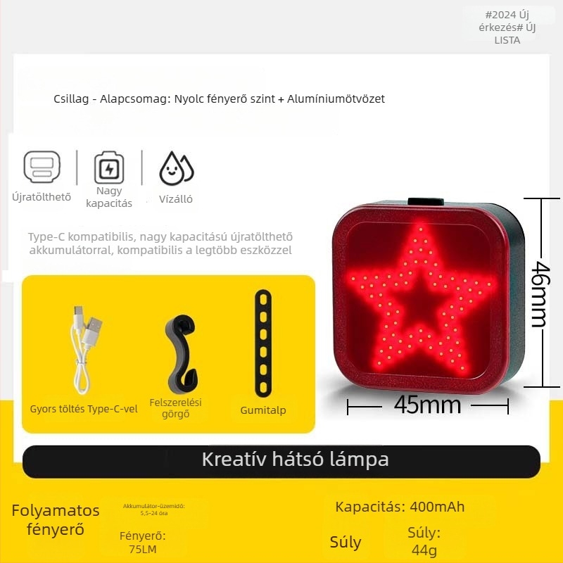 Mountain bike hátsó lámpa, alumínium ötvözet, kreatív design, éjszakai kerékpározás figyelmeztető fény, Span speed/kuasu