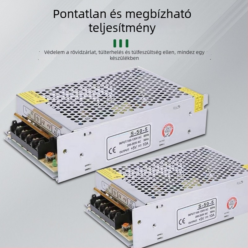 Vichy LED kijelző tápegység, Switching Power Supply sorozat, hatásfok 85%, tömeg 200 g, védelmi szint 54
