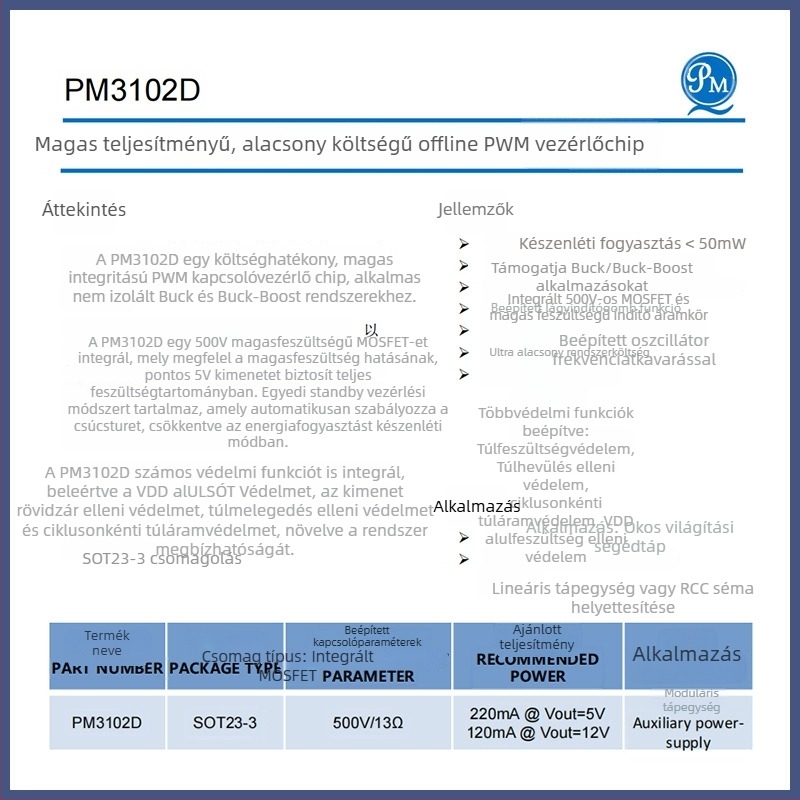 Source Micro PM3102D offline PWM-vezérlő IC AC/DC segédtápegységhez