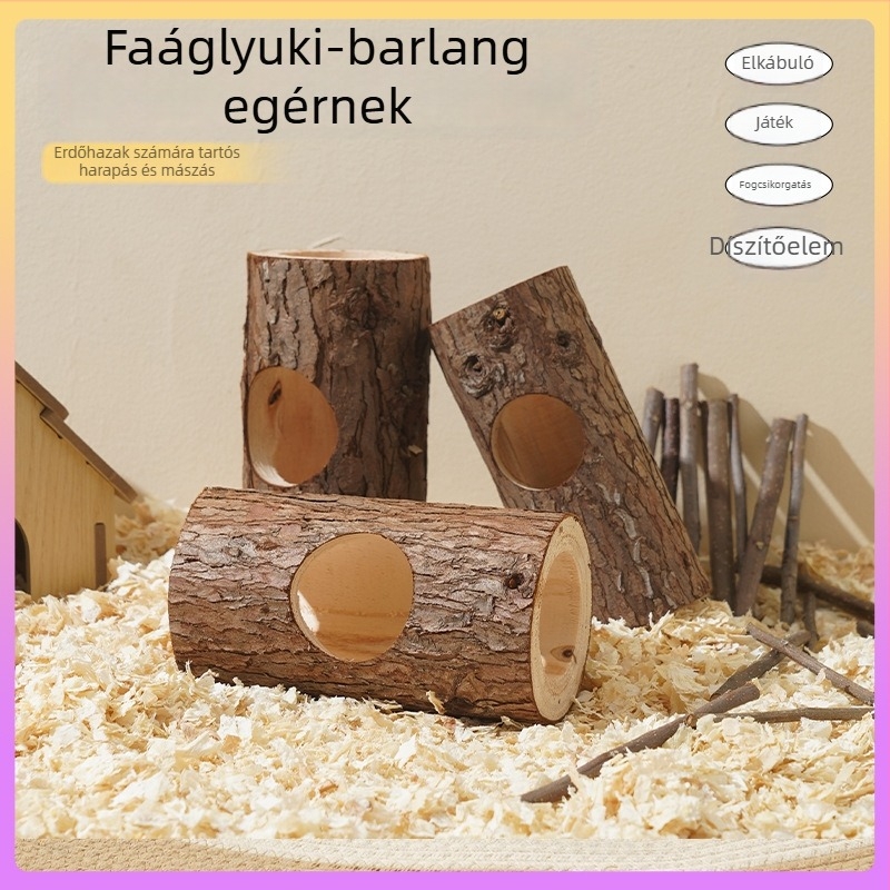 Hamster fenyőfa búvóhely alagúttal • Márka: Other • Kategória: Eszközök etetésre háziállatok számára