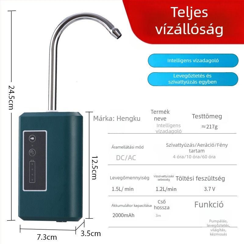 Hengku intelligens szenzoros halászathoz való vízellátó pumpa oxigenizációval és kézmosó pumpával – teljesen vízálló kültéri elektromos szivattyú