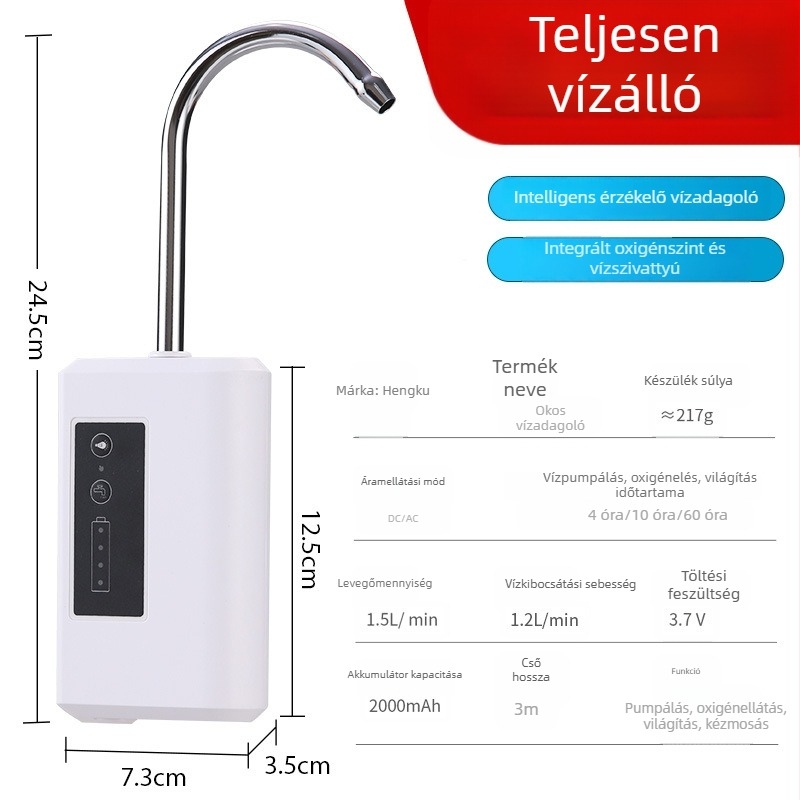 Hengku intelligens szenzoros halászathoz való vízellátó pumpa oxigenizációval és kézmosó pumpával – teljesen vízálló kültéri elektromos szivattyú