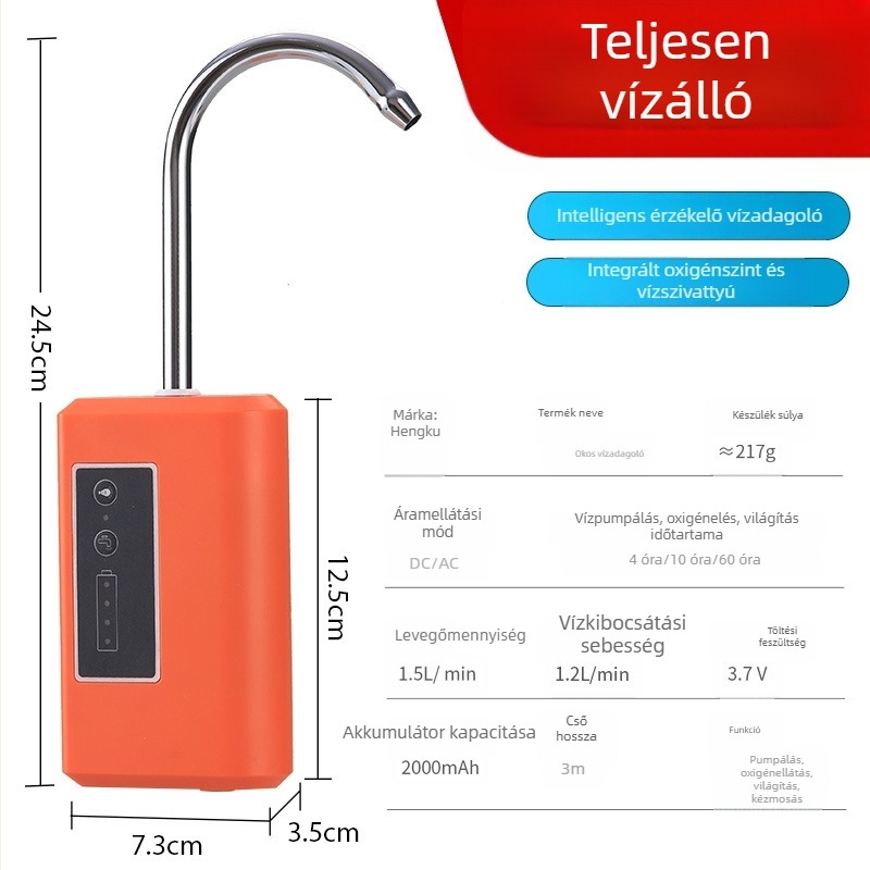 Hengku intelligens szenzoros halászathoz való vízellátó pumpa oxigenizációval és kézmosó pumpával – teljesen vízálló kültéri elektromos szivattyú