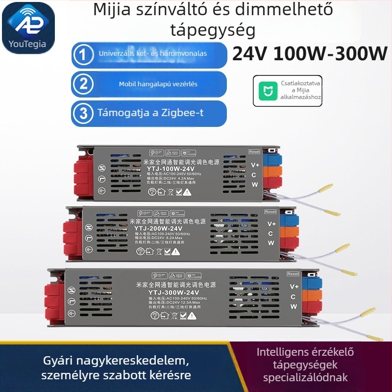 Tuya intelligens LED-szalag tápegység, 24V DC, Bluetooth/Zigbee, beépített kapcsoló, fokozatmentes két tónusú fényerő-szabályozás