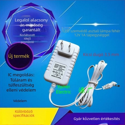LED asztali lámpa PWM-kontrollos AC/DC tápegység, bemeneti 100–240 V, kimeneti 12 V 1 A