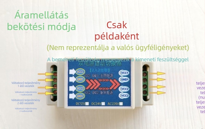 Duál bemeneti és duál kimeneti automata tápváltó modul, 12/24/220V, kapcsoló tápegység
