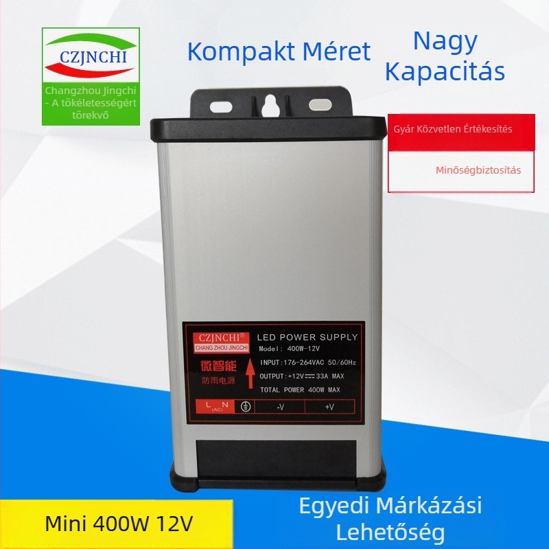 Kültéri LED tápegység 12V 33A 400W PWM, IP63 védelem, bemenet 220V AC