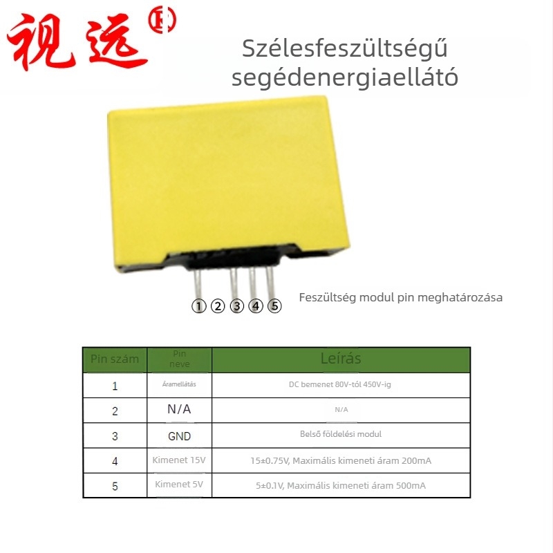 Inverterhez tartozó segédáramellátó modul – DC bemenet 400V, 15V/5V kimenet, 70% hatékonyság, IP68 védelem, kapcsolóüzemű tápegység