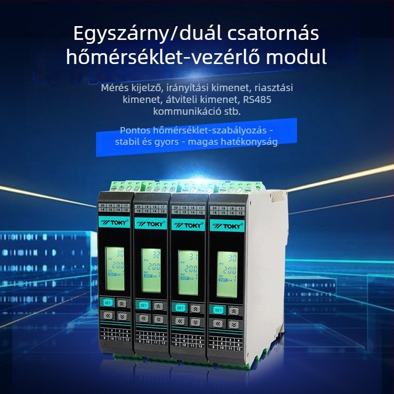 Kéttárcsás sínre szerelhető termosztát modul GTE2-RC28/RC20/SC28-T/R, 100–240 VAC/DC tápellátás, pontosság ±0.5%, tartomány -50–1200