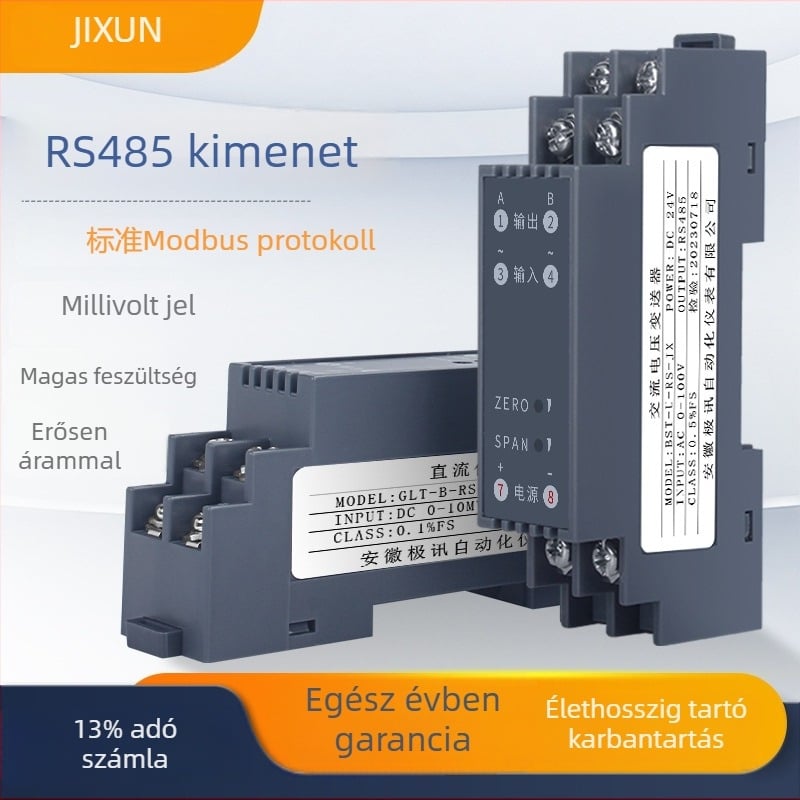 Jixun Instrument GLT-B-RS-JX AC/DC feszültségtranszmitter jel-szigetelővel, áramátalakító modul, RS485 kimenet