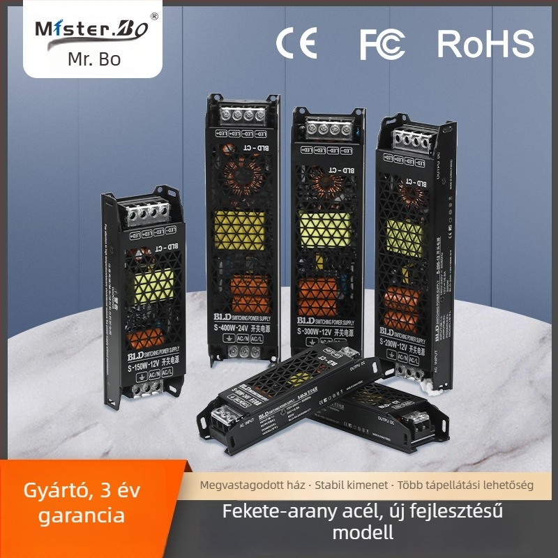 AC/DC kapcsoló tápegység IP67 vízálló, bemenet 12V/24V/5V, kimenet 12-1200W, hatékonyság 80%, CE/FCC/ROHS