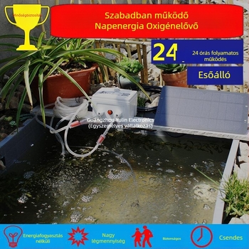 Napelemes tó aerátor kültéri használatra, zaj 11 dB, AC tápegység