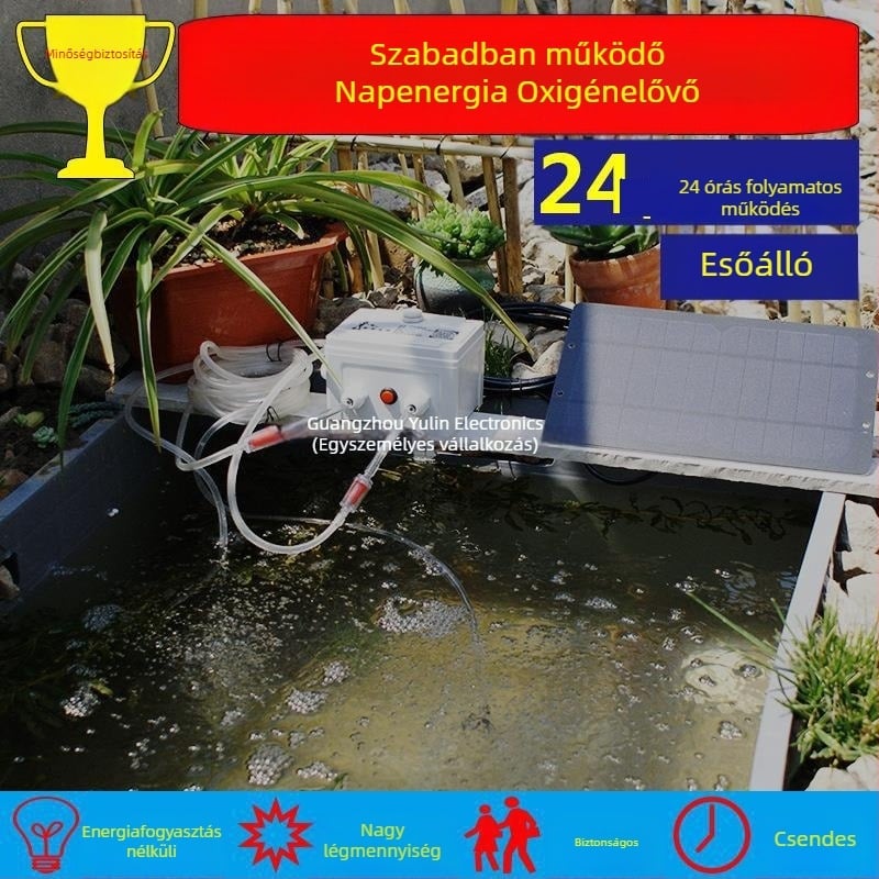 Napelemes tó aerátor kültéri használatra, zaj 11 dB, AC tápegység