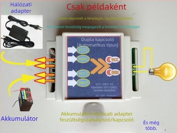 Kettős táplálású automatikus kapcsoló DC 12/24V és AC 220V, 10A, 2 bemenetű és 1 kimenetű kapcsoló modul