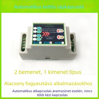 Kettős táplálású automatikus kapcsoló DC 12/24V és AC 220V, 10A, 2 bemenetű és 1 kimenetű kapcsoló modul