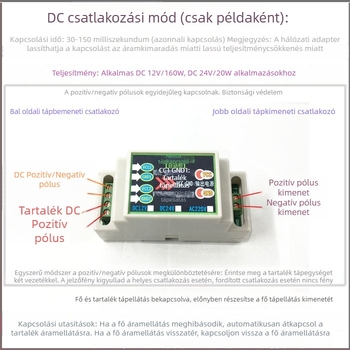 Kettős táplálású automatikus kapcsoló DC 12/24V és AC 220V, 10A, 2 bemenetű és 1 kimenetű kapcsoló modul