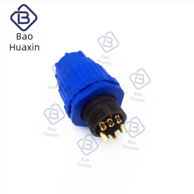 Baohuaxin M15 6P vízálló LED kábelcsatlakozó, 6 magos, körkörös formájú, AC/DC interfész, injekciós öntéses ház