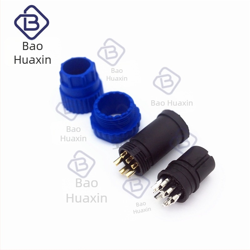 Baohuaxin M15 6P vízálló LED kábelcsatlakozó, 6 magos, körkörös formájú, AC/DC interfész, injekciós öntéses ház