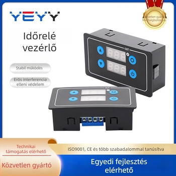 Panel típusú digitális idő-relé modul késleltetési idő és ciklusvezérléssel; elektromágneses alkalmazás; réz alapú laminátum + PVC ház