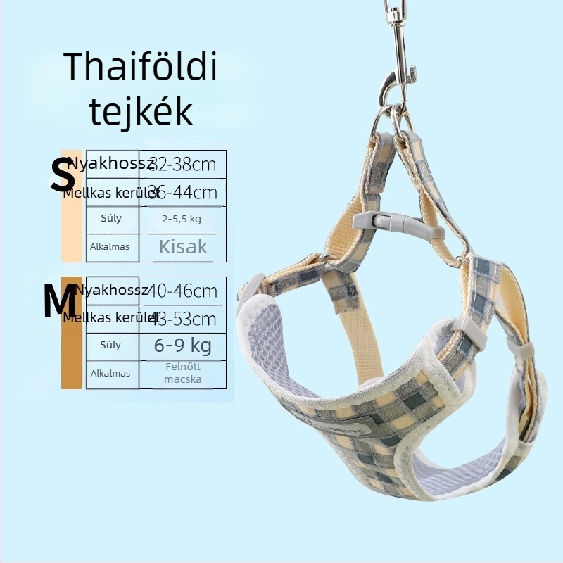Kutyahám kockás mintázattal, kis testű kutyáknak, pórázzal