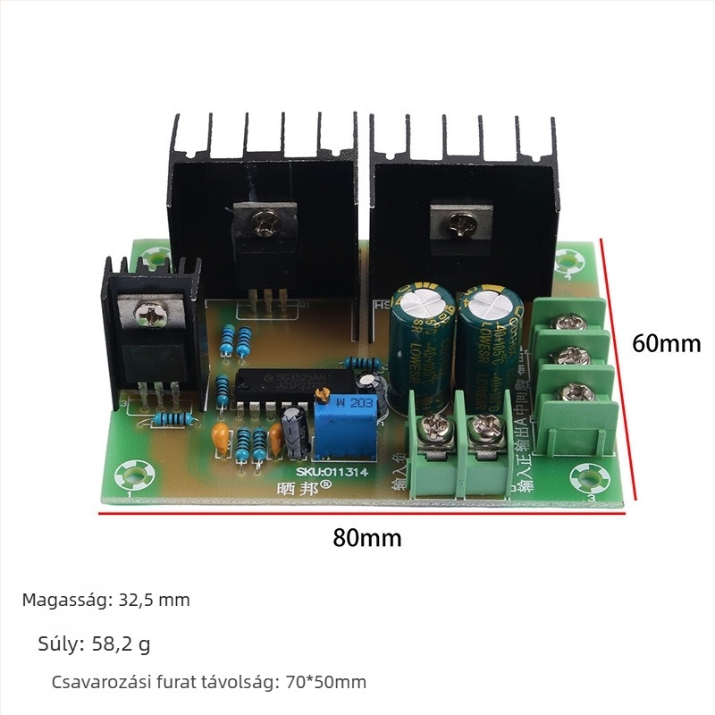 300W hálózati frekvenciájú inverter, 50Hz, négyszögjelű kimenet, DC12V bemenet és AC220V kimenet – inverter hajtópanel