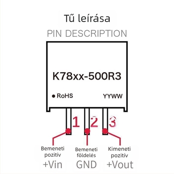 DC-DC nem izolált tápegység modul, 24V-ról 3.3V/9V/±5V/±12V/±15V, szabályozott kimenet, rövidzárlat elleni védelem