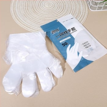 Chenxi egyszer használatos átlátszó műanyag kesztyűk, élelmiszer-minőségű, porálló, vastagság 0,05–0,1 mm