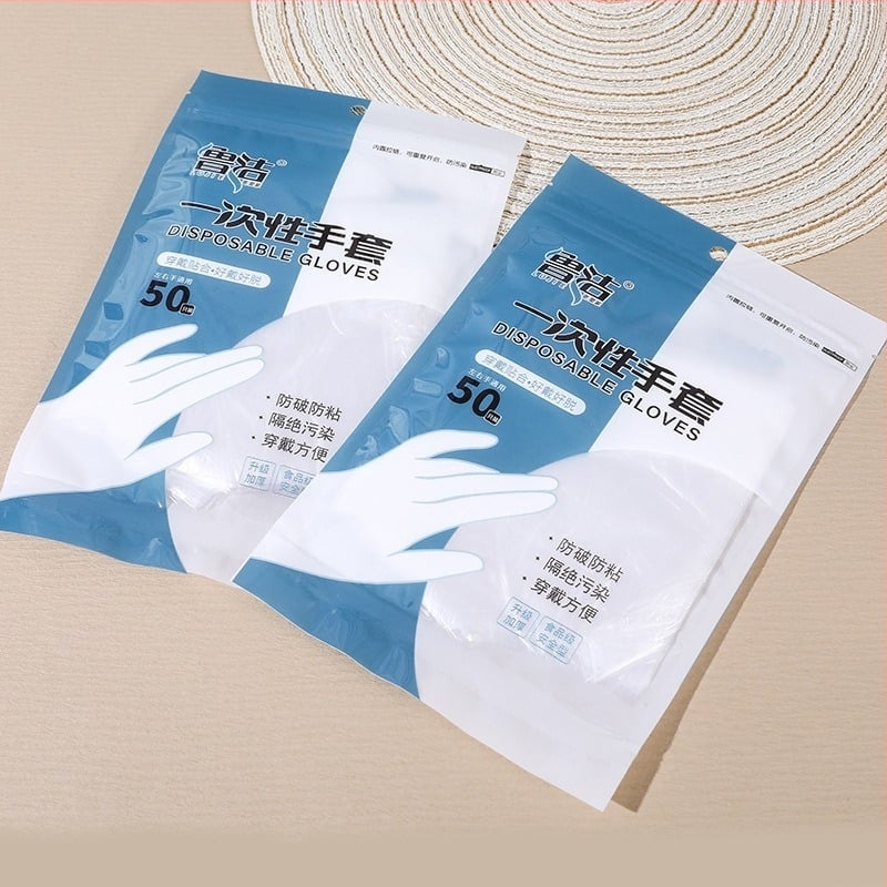 Chenxi egyszer használatos átlátszó műanyag kesztyűk, élelmiszer-minőségű, porálló, vastagság 0,05–0,1 mm