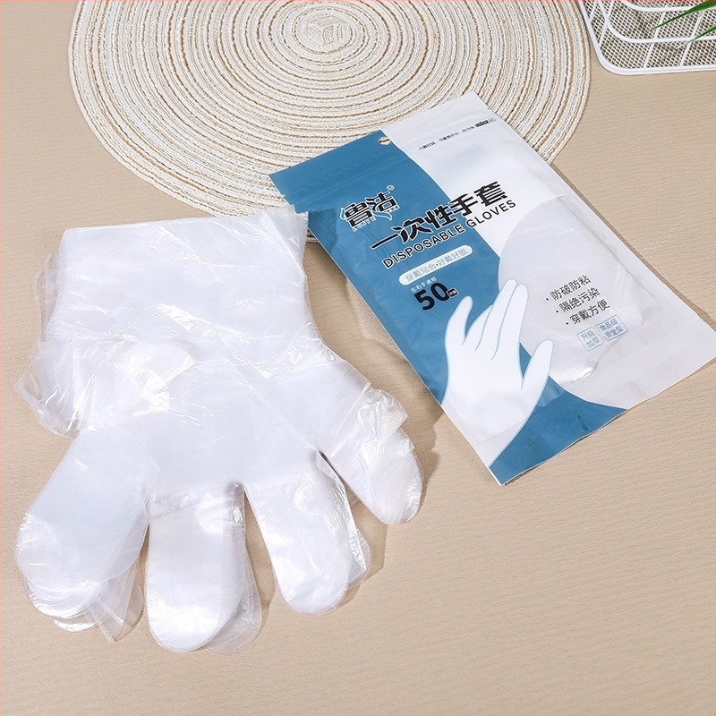 Chenxi egyszer használatos átlátszó műanyag kesztyűk, élelmiszer-minőségű, porálló, vastagság 0,05–0,1 mm