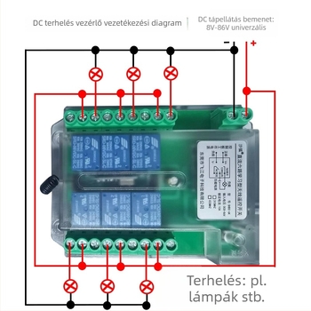 6-csatornás vezeték nélküli távirányító kapcsoló átviteli modul, tanuló funkció, 12–24 V