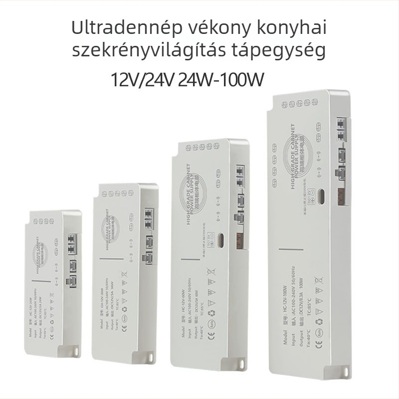 AC/DC tápegység szekrényvilágításhoz PWM-mel - Bemenet: 100-240V AC • Kimenet: 5V DC • Teljesítmény: 24-100W