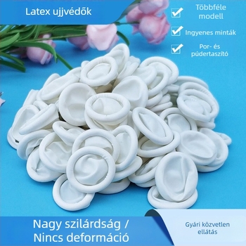 Antisztatikus, pormentes latex ujjvédők, fehér, egyszer használatosak manikűrhöz és higiénéhez