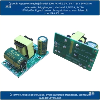 Szigetelt kapcsolóáramforrás modul, bemenet 220V AC, kimenetek 3.3/5/12/24V DC