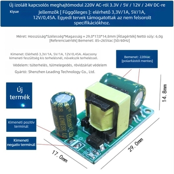 Szigetelt kapcsolóáramforrás modul, bemenet 220V AC, kimenetek 3.3/5/12/24V DC