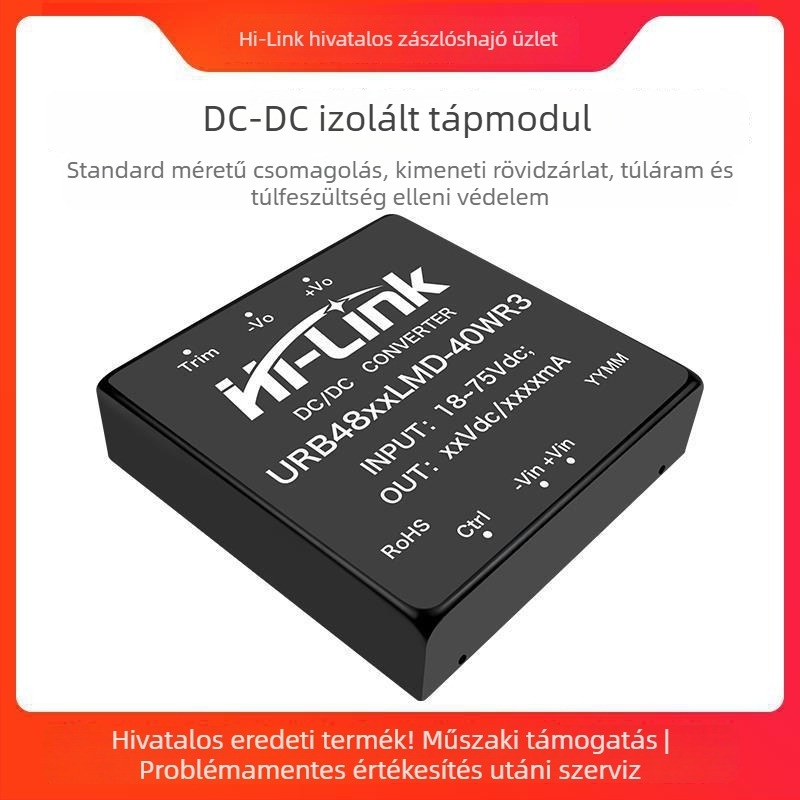 DC-DC modul 48V-ról 5V/12V/24V-re, izolált, szabályozott kimenet URB4805LMD-40WR3