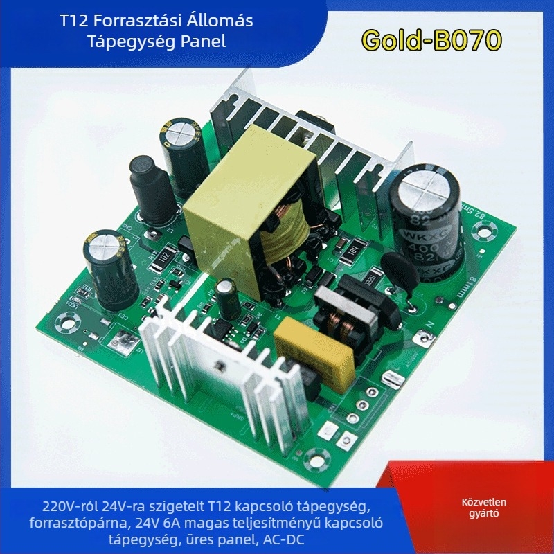 AC-DC kapcsoló tápegység panel, bemenet 220V AC, kimenet DC24V, 5A/6A, üres panel a T12 forrasztóállomáshoz